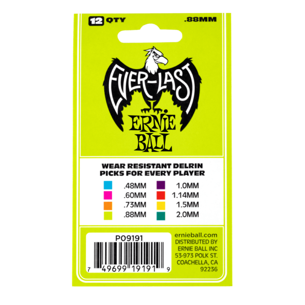 .88MM GREEN EVERLAST PICKS 12-PACK