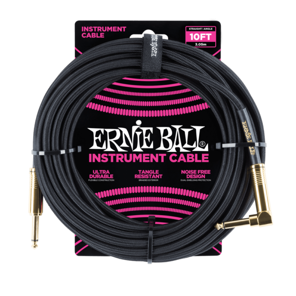 10' BRAIDED STRAIGHT / ANGLE INSTRUMENT CABLE - BLACK