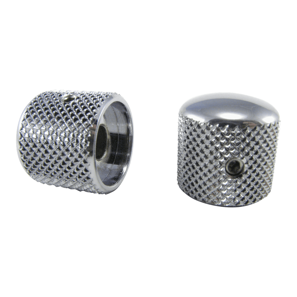 TELE-STYLE KNOBS CHROME PLATED BRASS SET OF 2